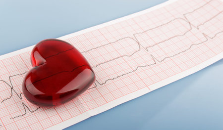 Cardiogram pulse trace and heart concept