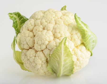 cauliflower with leavesの写真素材