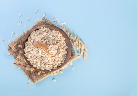Rolled oats, healthy breakfast cereal oat flakes