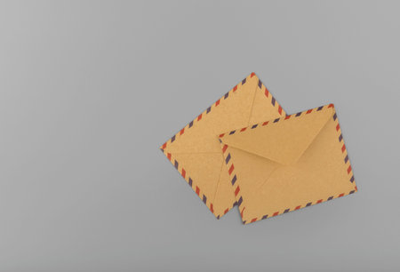Envelopes on grey background copyspace