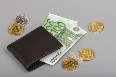 cryptocurrency coin, bitcoin, concept of electronic moneyの写真素材