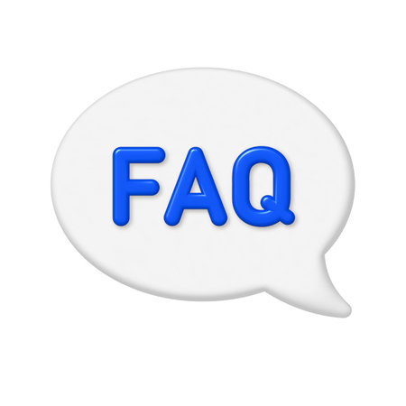 Speech bubble 3D Icon. Blue 3d faq letters on a white bubble background. Realistic vector design element.のイラスト素材