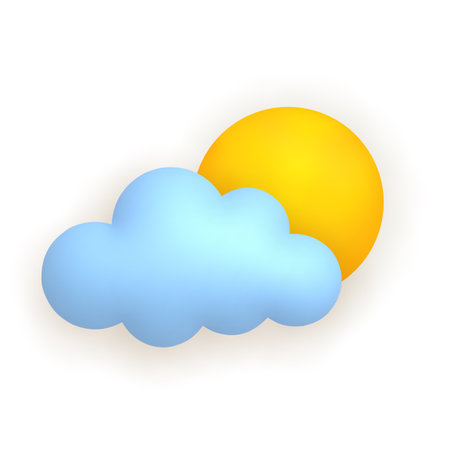 sun and cloud. Cute weather realistic icon. 3d cartoon vector illustration.のイラスト素材
