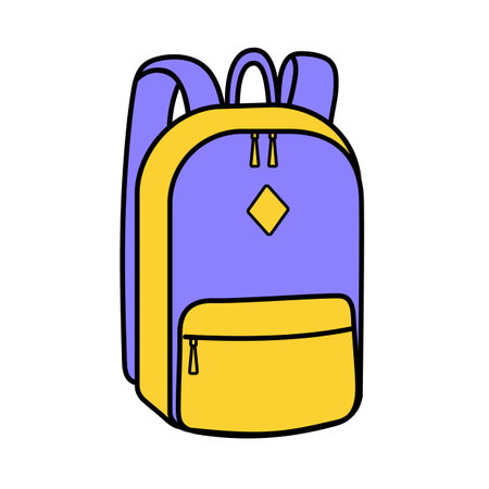 school bag. Doodle style icon. Vector illustration for poster, banner, background, card, invitation, congratulations design.のイラスト素材