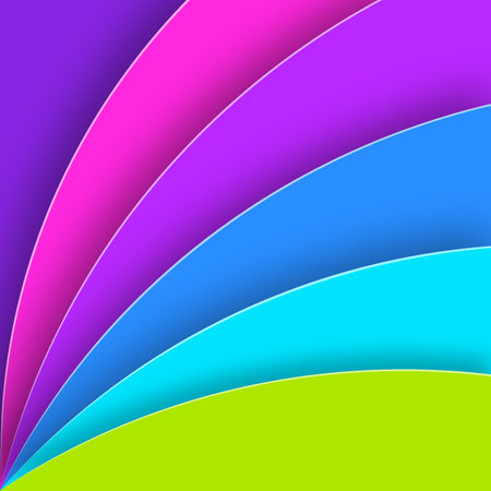 Bright summer background with colorful paper cut shapes. Vector illustration in paper cut style. Template for business presentations, flyers, posters, prints, decorations, postcards, brochure covers.のイラスト素材