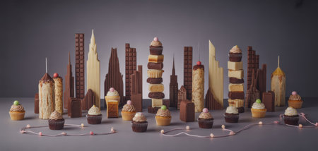 Edible Skyline: Chocolate Buildings and Cupcake Creationsの素材