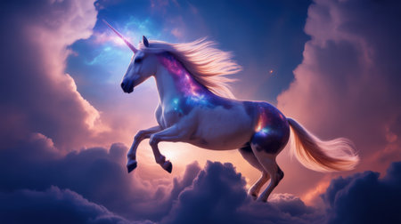 Majestic Unicorn Galloping Through a Cosmic Cloudscapeの素材