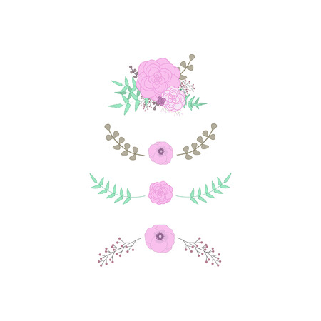 Set of 4 beautiful flower borders.のイラスト素材