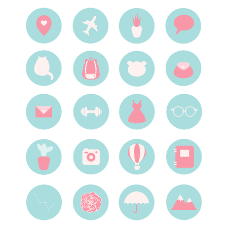 Set of 20 vector icons  for social networks, business, etc.のイラスト素材