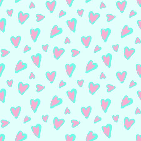 Seamless vector pattern with cute heart shaped cheetah spots in green and pink colors. Suitable for backgrounds, baby shower, etc.のイラスト素材
