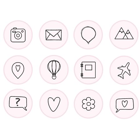 Set of 12 vector history highlight covers for your blog, social networks, business, etc.のイラスト素材