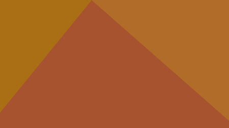 A minimalist abstract background featuring large, overlapping geometric triangles in shades of warm...