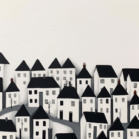 Paper houses on white background with copy space. 3D illustration.の素材