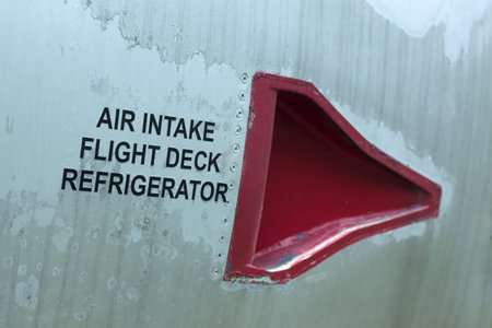 Air intake flight deck refrigerator decal on an old aircraft