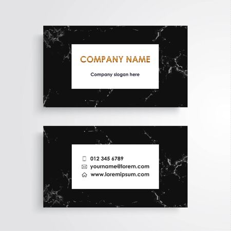 Business cards marble texture and golden details, Banner and cover vector template on white background.のイラスト素材