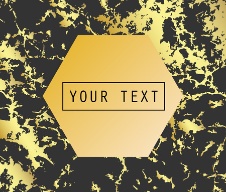 Gold marble texture on the black background. Template for design, banner, card. vector illustration. Place for text. Good for poster, wallpaper, wedding invitation, poster.のイラスト素材