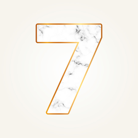 Marble number seven with gold frame. Lettering number 7.のイラスト素材
