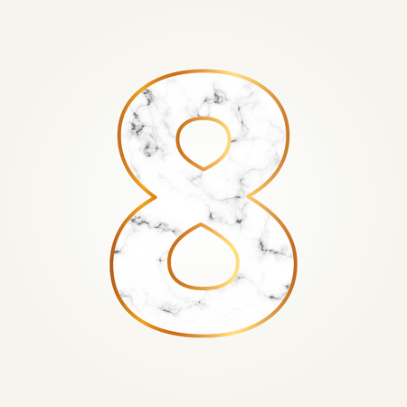 Marble number eight with gold frame. Lettering number 8.のイラスト素材