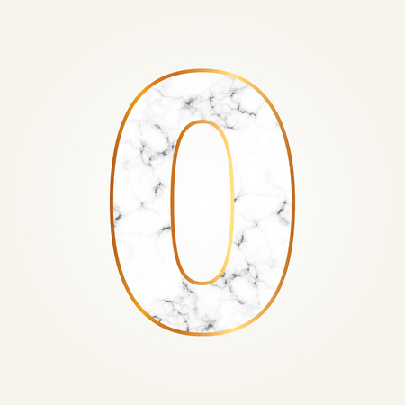 Marble number zero with gold frame. Lettering number 0.のイラスト素材