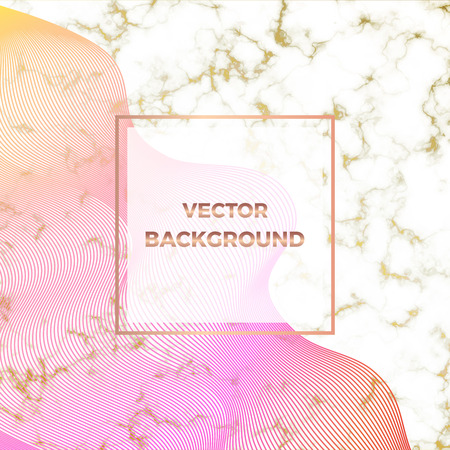 White and gold marble or stone texture and modern colorful lines background. Template for your designs, banner, card, flyer, invitation, party, birthday, wedding, baby showerのイラスト素材
