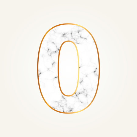 Marble number zero with gold frame. Lettering number 0.のイラスト素材
