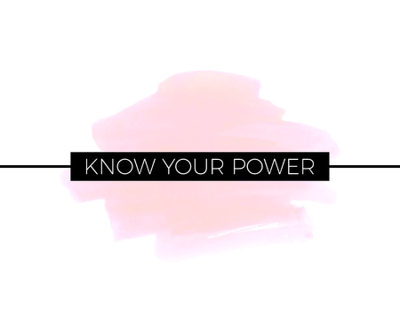 Know Your Power slogan graphic with pink watercolor brush stroke, stripes. Modern fashion vector for t-shirt. Tee print.のイラスト素材