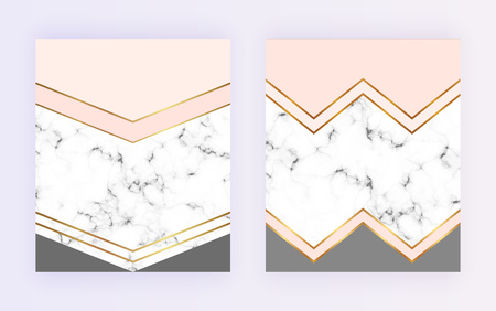 Geometric design with golden lines, triangular elements. Modern templates for invitation, wedding, placard, birthday, brochure, banner, cover, layout, card, flyerのイラスト素材