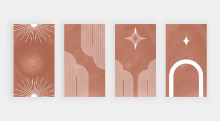 Boho brown stories with white shapes