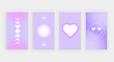 Purple social media backgrounds for stories with blur effect and heartsのイラスト素材