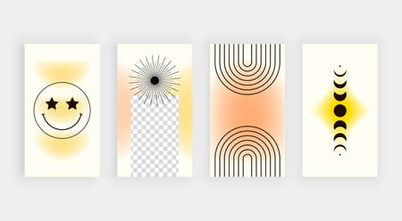 Social media stories with orange shapesのイラスト素材