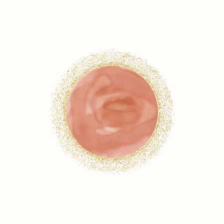 Golden glitter confetti round frames with watercolor splashesのイラスト素材
