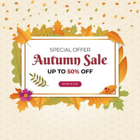 Autumn discount and sale promotional banner for print and social media postのイラスト素材