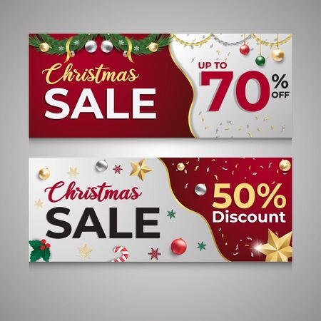 Christmas Sale red and white background templateのイラスト素材
