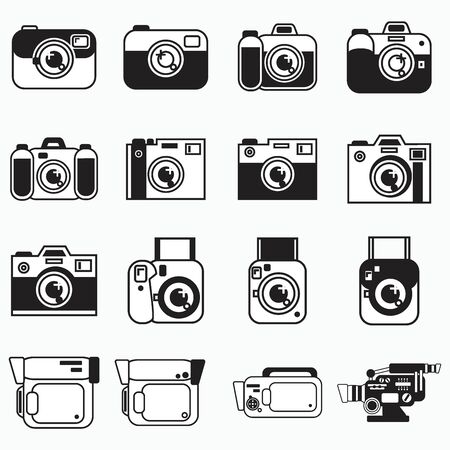 digital camera icon set or logo set isolated sign symbol vector illustration - Collection of high quality black style vector iconsのイラスト素材