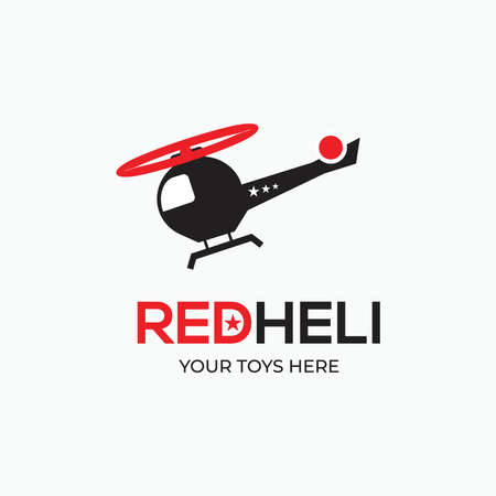 simple flat helicopter - toy icon - red helicopter logo conceptのイラスト素材