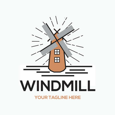 windmill line draw - holland icon - wonder of the worldのイラスト素材