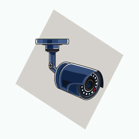 Blue CCTV icon - colored icon, symbol, cartoon logo for security systemのイラスト素材