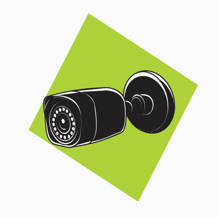 silhouette CCTV square shaped - icon, symbol, cartoon logo for security system