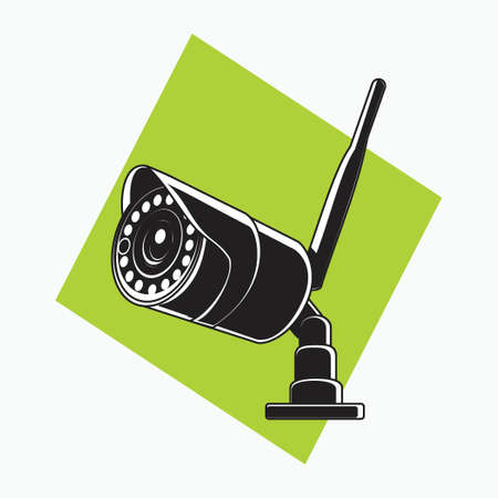 silhouette CCTV wireless icon - tube shaped CCTV - icon, symbol, cartoon logo for security systemのイラスト素材