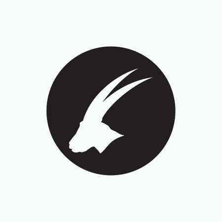 san clemente island goat - side face goat isolated on black circle - goat, sheep, lamb logo emblem or button icon silhouette - mammal, animal vector iconのイラスト素材
