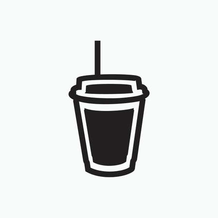 coffee or tea cup for cafe or restaurant - black and white iconのイラスト素材