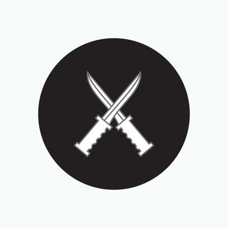 crossed dagger or knives button icon or logo isolated on white backgroundのイラスト素材