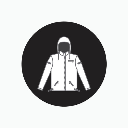 backpacker jacket sport wear button icon isolated white background for hiking, scouting, traveler