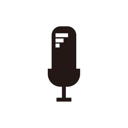 silhouette of three stripes microphone for broadcast or podcast or iconの写真素材