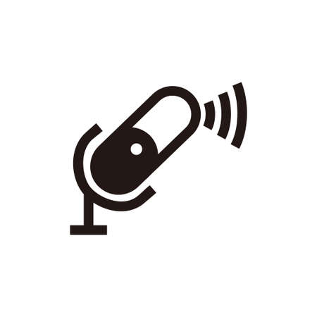 silhouette of connection microphone icon for broadcast or podcast sign isolated on whiteのイラスト素材