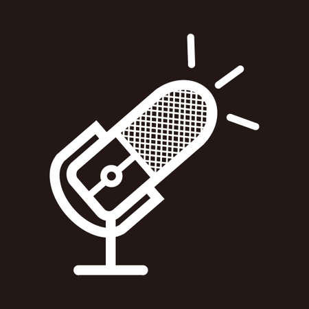 silhouette of podcast microphone with bulb sign for broadcast, music icon, etc - silhouette of podcast microphone with bulb sign logo or icon - line art of silhouette of podcast microphone with bulb sのイラスト素材