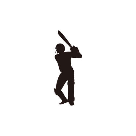cricket athlete getting ready to hit the ball on cricket game - sport man cartoon getting ready to hit the ball isolated on whiteのイラスト素材