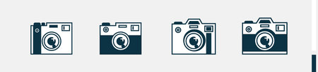 Photo camera icon. Photo and video equipment set line icons. Photography concept icon set isolated...