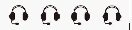 headphone with microphone icon set. headphone illustrations isolated on white backgroundのイラスト素材