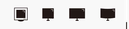 monitor computer, old monitor, curve monitor screen device set - black monitor isolated on whiteのイラスト素材